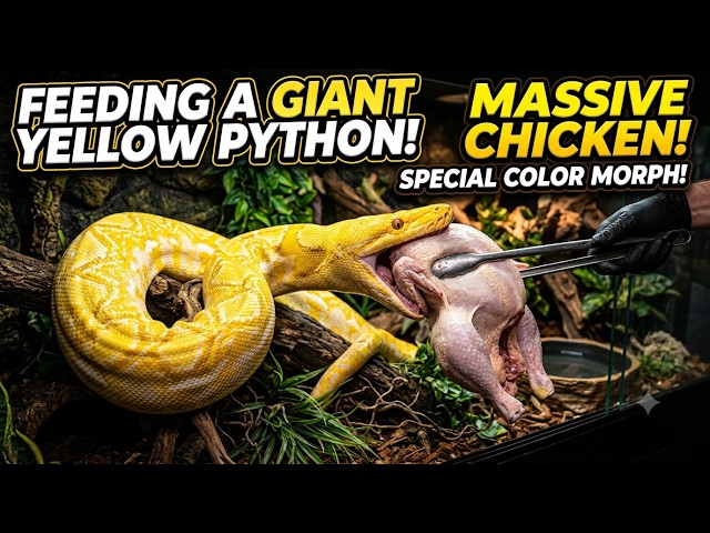 Feeding a Giant Special Color Python a Massive Chicken.