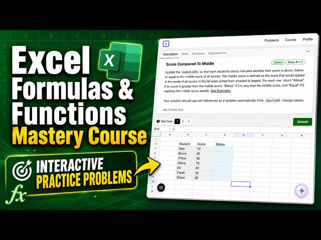 Excel Formulas & Functions Mastery Course (With Interactive Practice)