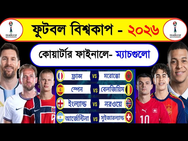 Fifa World Cup Quarter Final Match Schedule 2026 | Football World Cup Quarter Final Fixtures | Sm1 