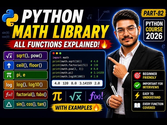 Python Math Library 🔥 All Functions Explained with Examples | Part-82