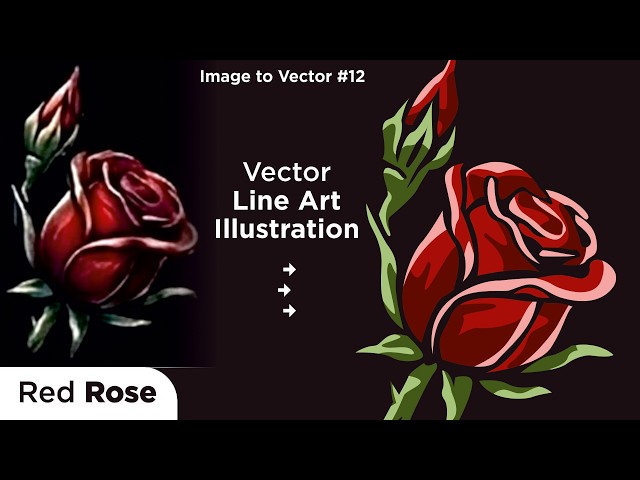 How to Convert Image Into Vector Art | Rose Vector Illustration | Drawing Tutorial for Beginners