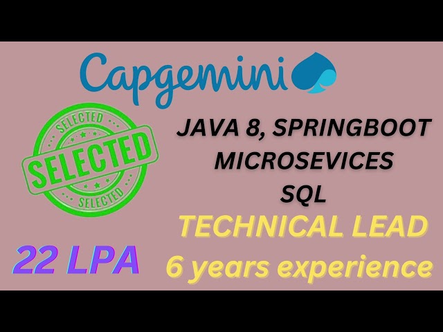 🔥 Capgemini Java Developer Interview | 3-7 Years Experience | Spring Boot | Microservices | SQL