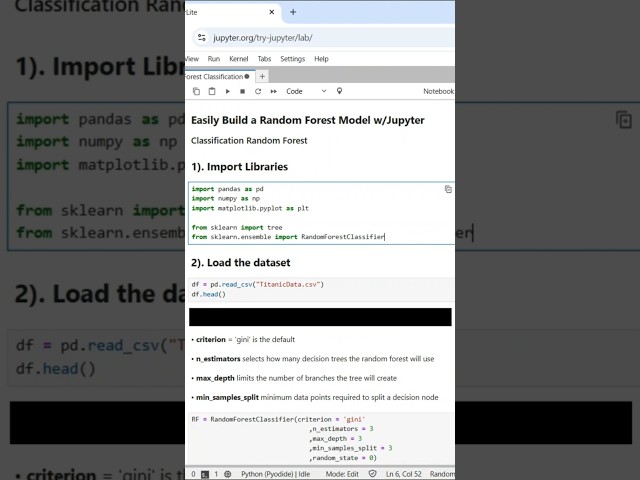 Easily Create a Random Forest Model with Jupyter! #randomforest #randomforestclassifier #jupyter