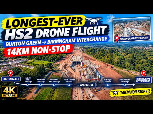 LONGEST-EVER HS2 DRONE FLIGHT! 14KM NON-STOP IN 4K