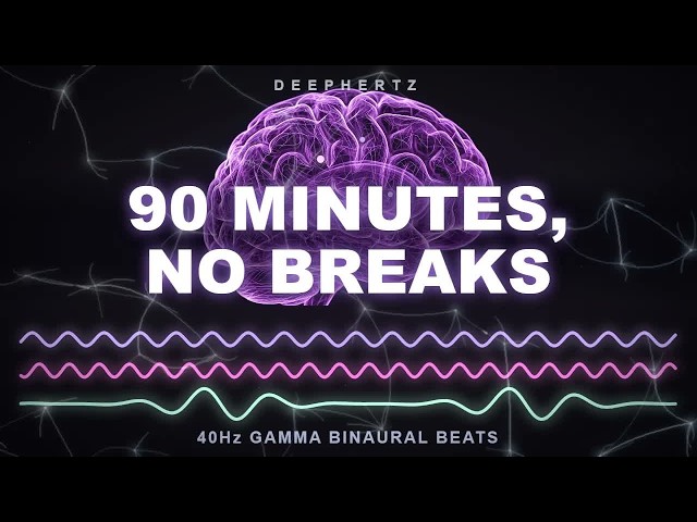 90 Minutes, No Breaks — 40Hz Gamma Binaural Beats for Intense Concentration | Ice Net