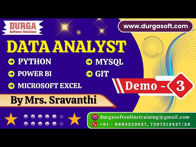 DATA ANALYST tutorials || Demo - 3 || by Mrs. Sravanthi On 17-07-2026 @11:30AM (IST)