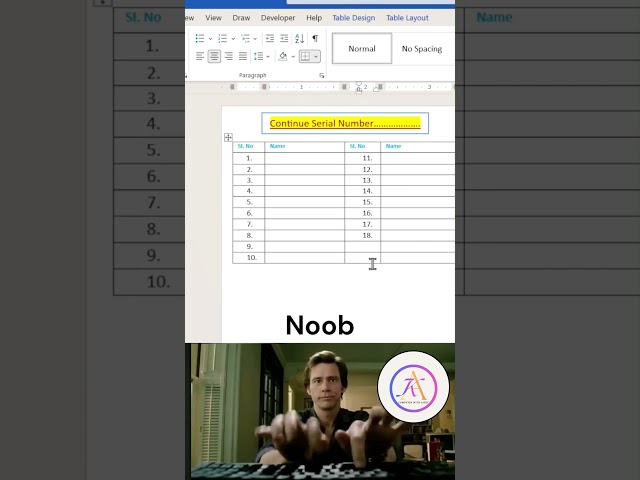 Stop Typing Numbers Manually in MS Word Table! 💡 #Shorts