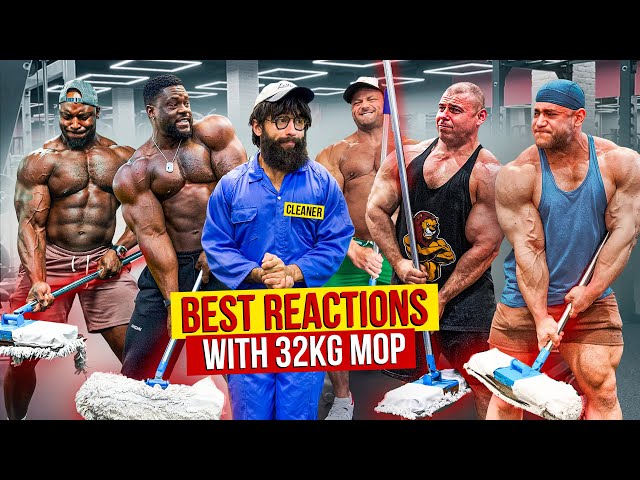 BEST REACTIONS with 32KG MOP | Elite Powerlifter Pretended to be a CLEANER in Gym Prank
