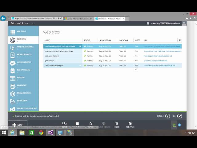 Quick start: Hosting your ASP.NET Website in Microsoft Azure