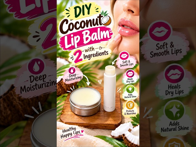 DIY Coconut Lip Balm with 2 Ingredients 🥥💋 | Soft & Smooth Lips at Home
