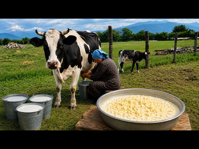 Traditional Butter & Cheese Making in Village - Milking a Cow by Hand 🐄🥛