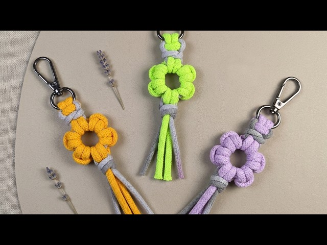 Super Easy DIY Macrame Flower Keychain 🌸 | Step-by-Step Tutorial For Beginners