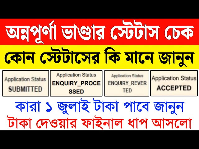অন্নপূর্ণা ভাণ্ডারের টাকা দেওয়ার ফাইনাল ধাপ আসলো, কোন স্টেটাসের কি মানে জানুন | annapurna bhandar