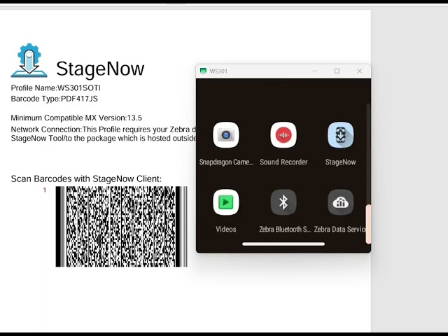 Zebra WS301 Application Install w/ StageNow