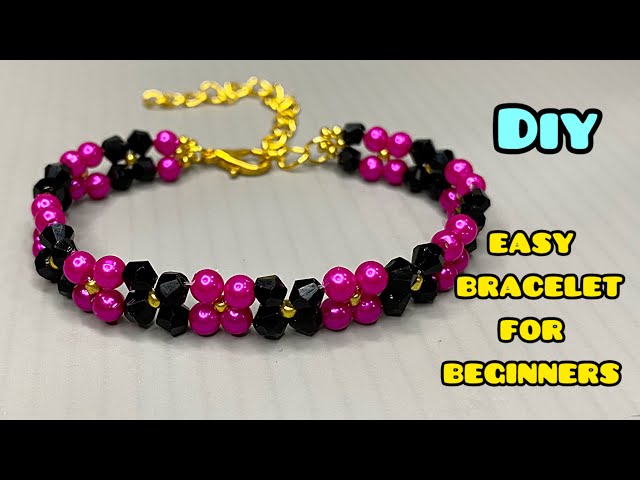 Easy Pearl Bracelet Tutorial for Beginners | Episode 4 | simple black crystal 