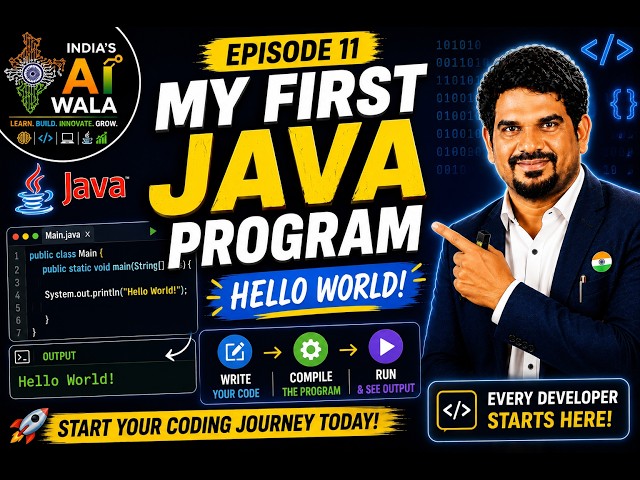 My First Java Program | Part 1 | Write Your First Java Code | Core Java with Agentic AI | Episode 11