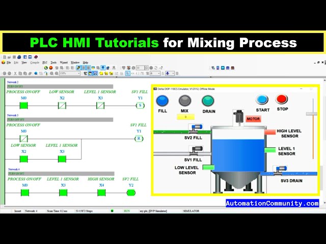 PLC HMI Tutorials for Mixing Process of a Tank