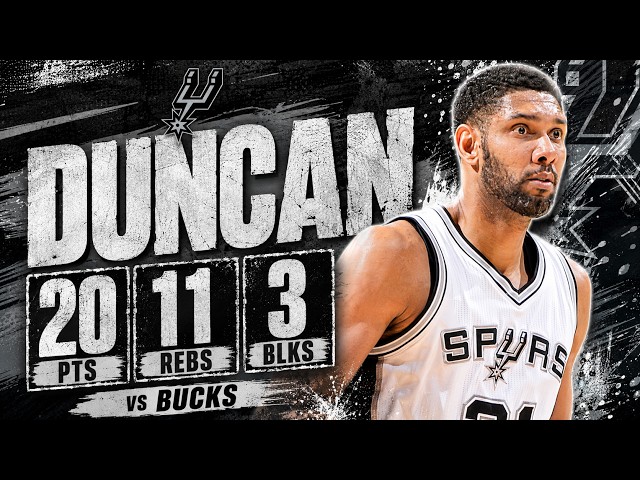 Tim Duncan 20 pts 11 rebs 3 blks vs Bucks 14/15 season