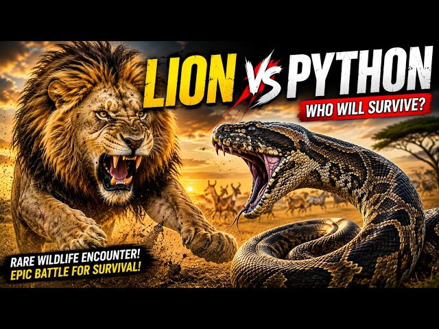 Lion vs Giant Python