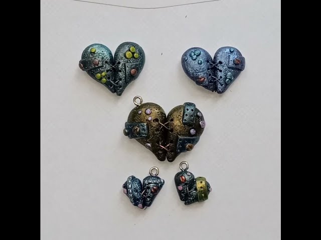 Steampunk Stitched Heart, Clay Tutorial #claytutorial #easyclayart #clayideas #clayjewellery