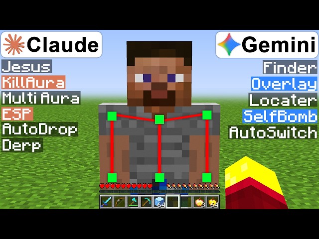 Claude VS Gemini Make a Minecraft Hacked Client From Scratch