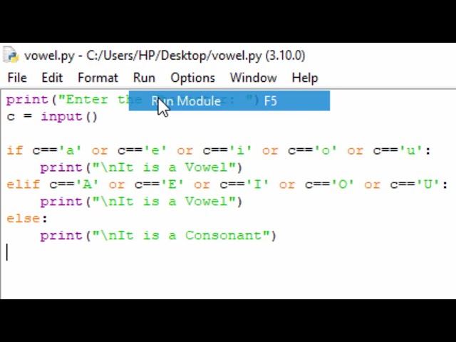 Python programe to know vowel or consonent@COMPUTEREXCELSOLUTION