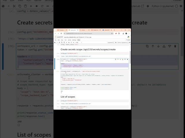 Databricks: Create a secrets scope to save keys using the  REST API