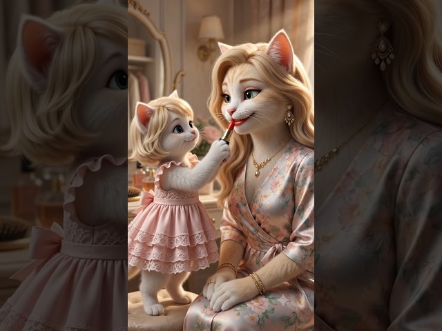 😂 When Baby Becomes Mommy's Makeup Artist 💄 #shorts #cartoon #ai #aicat