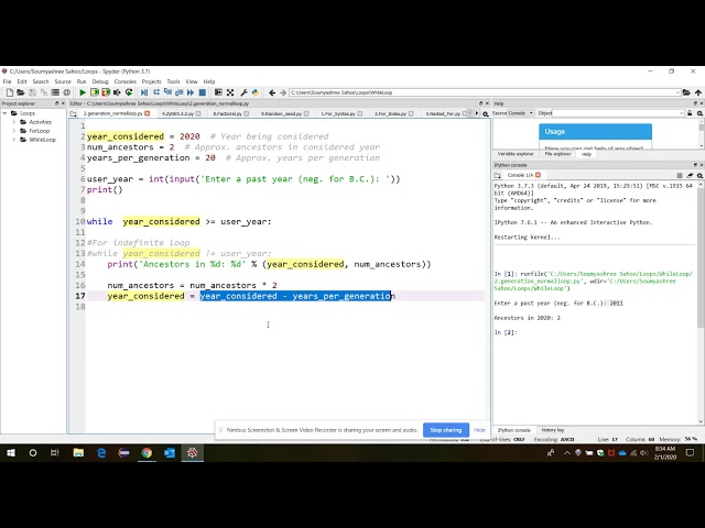 While Loop Format Specifiers