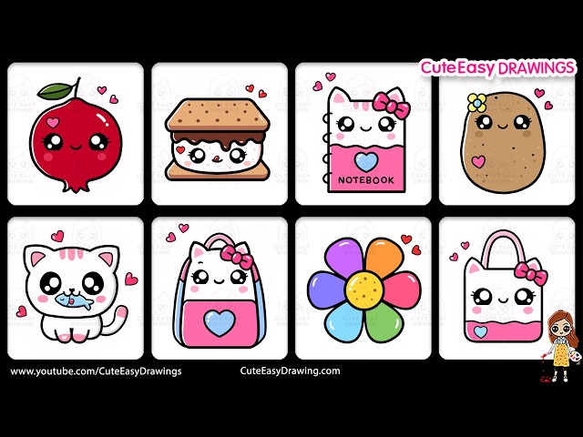 8 Cute Easy Drawings Collection  | Sunday Special 1-Hour-Long Tutorials for Kids & Toddlers!