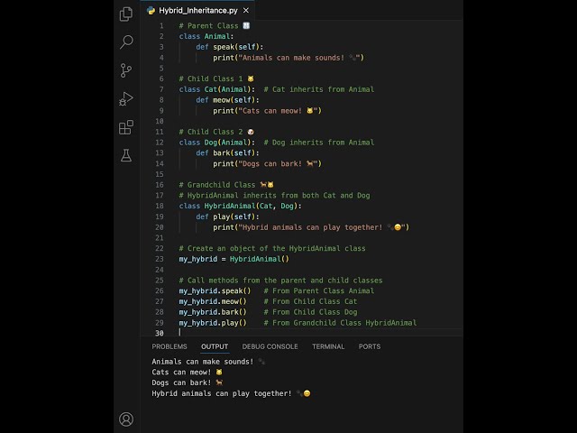 🐾 Hybrid Inheritance in Python Explained in Seconds! ⛓️ | Learn 📚 | 2025 | Learning | Python | Code