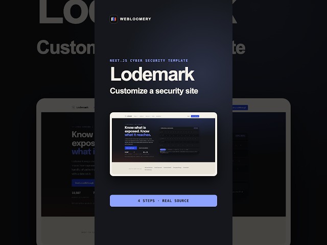 Customize a Next.js Cyber Security Website Template in 4 Steps | Lodemark #Shorts