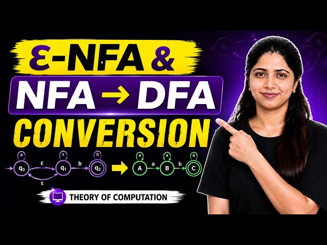 ε-NFA & NFA to DFA Conversion | Epsilon NFA Explained | Theory of Computation