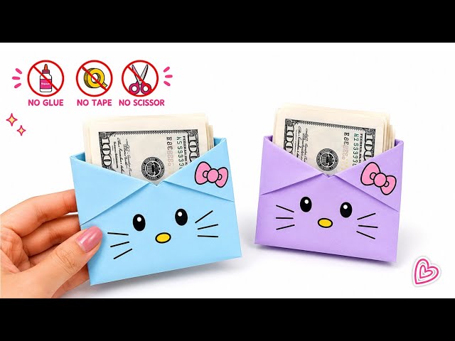 DIY Cute paper wallet making | Easy origami craft | No Glue No scissors | Easy DIY Tutorial 