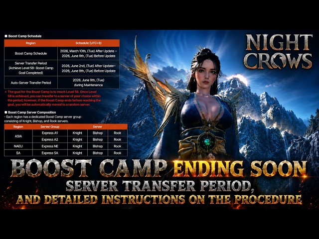 End of the Boost Camp, the server transfer period, and detailed instructions on the procedure...