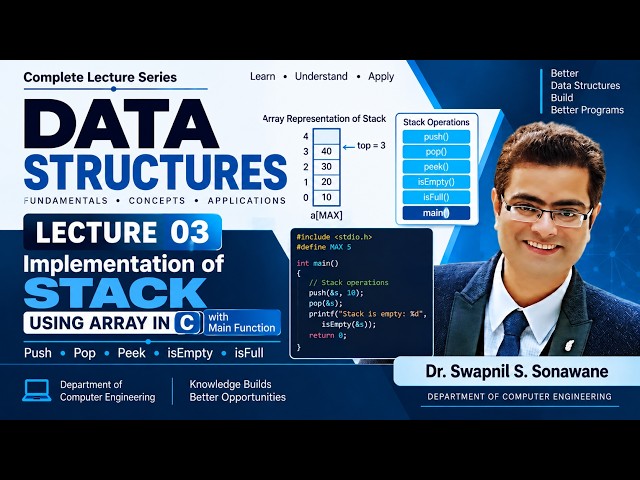 Stack Implementation Using Array in C | Lecture 03