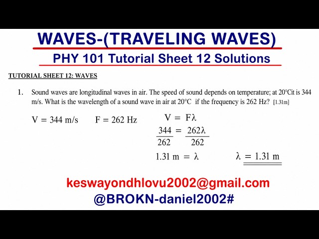 PHY 101 Waves Tutorial Sheet 12 |  | Step-by-Step Solution