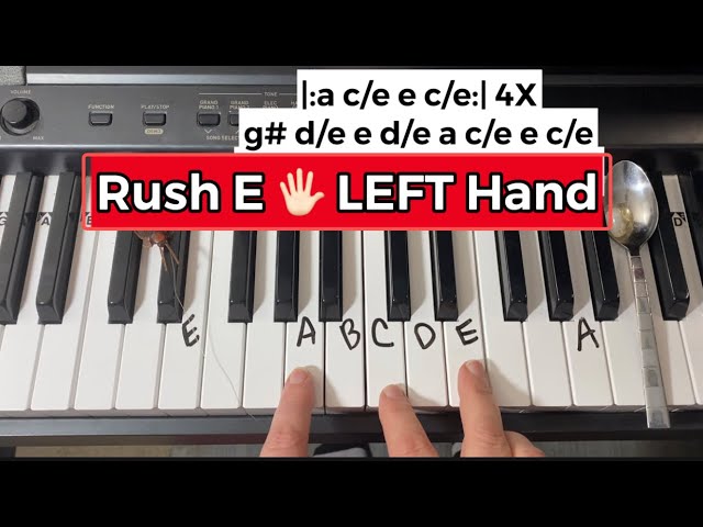 Rush E Piano Easy Tutorial Lesson With Letters 🖐LEFT HAND🖐😜