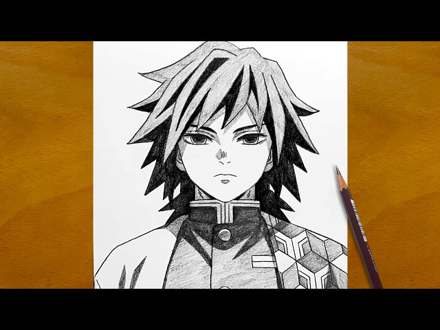 Easy Giyu Tomioka Drawing Tutorial | Demon Slayer | Step by Step Anime Sketch