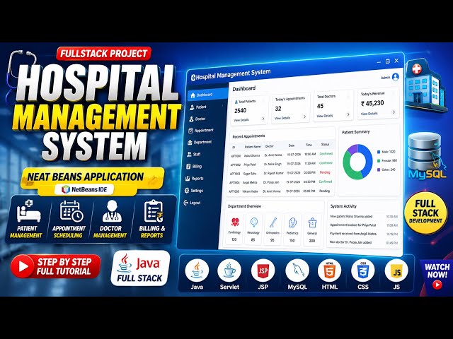 HOSPITAL MANAGEMENT SYSTEM IN JAVA | Form Create in NetBeans | Java Full Stack Project 🔥