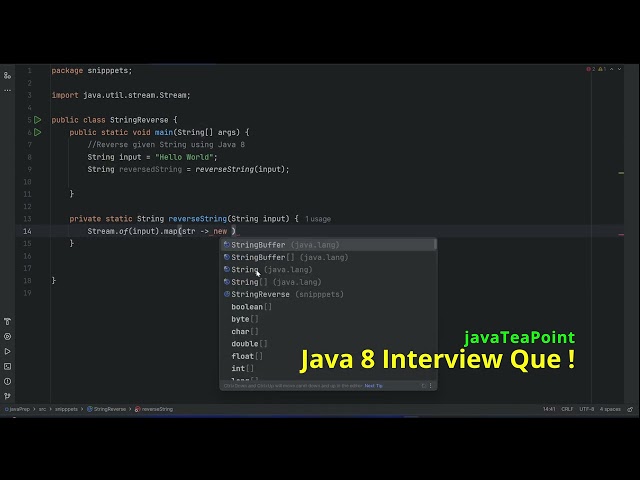 Java Interview Prep : Reverse a String using Java 8