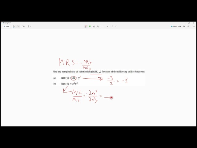 How to solve for MRS from utility function using partial derivatives