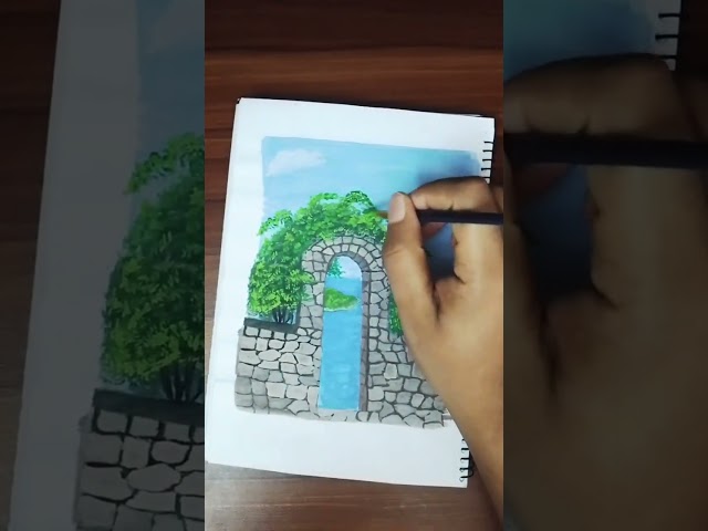 #easypainting art 🌿💚💙#shorts #art #youtubeshorts
