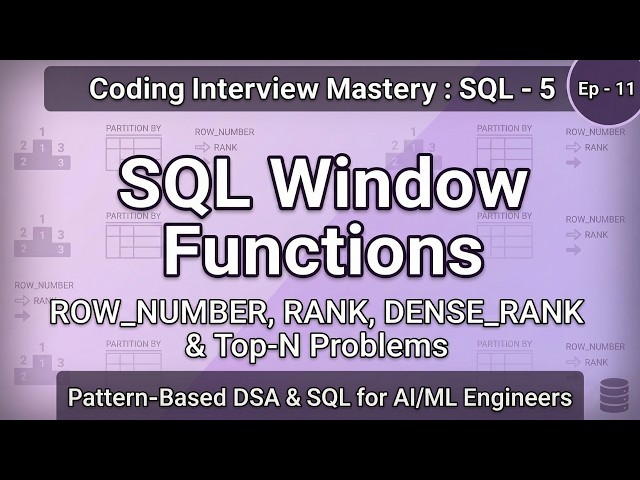 CIM 11   SQL Window Functions  ROW NUMBER, RANK, DENSE RANK & Top N Problems  SQL L5