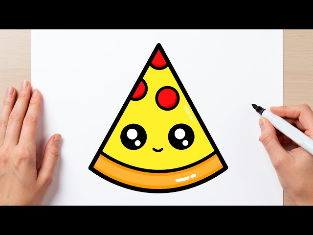 How to Draw a Cute Pizza Simple & Easy for Kids