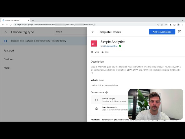 Install Simple Analytics with Google Tag Manager