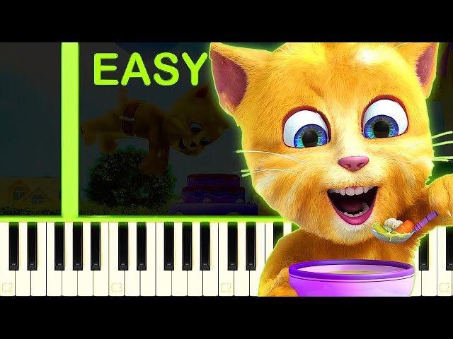 Talking Ginger 2 Food Theme Song - EASY Piano Tutorial