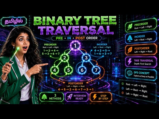 Binary Tree Traversal in Tamil 🔥Explained in 5 Minutes