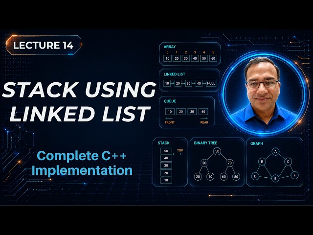 Stack Implementation Using Linked List | Stack in C++ | Lecture 14 |  Urdu/Hindi
