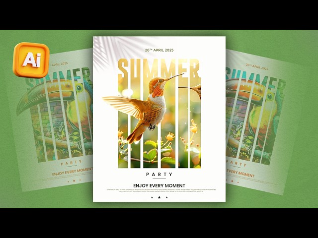 Summer Poster design in Adobe Illustrator | Creative Poster design | Typography Poster 2025